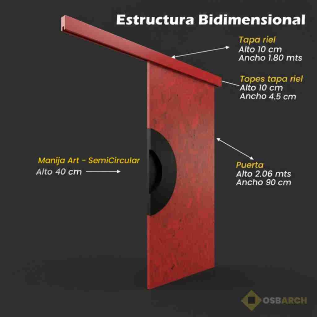 Plano técnico de la puerta con medidas